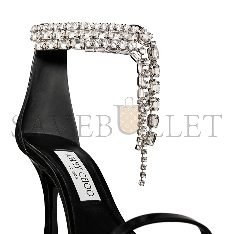 Ji*y Ch* verity sandal 100 black vintage metallic leather sandals veritysandal100byk